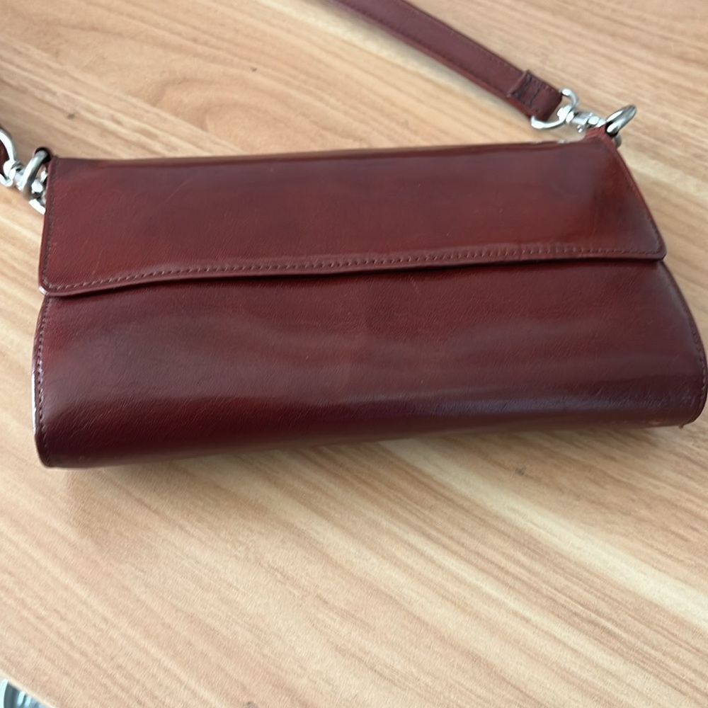 HOBO Burgundy Leather Crossbody Clutch - Picture 2 of 10